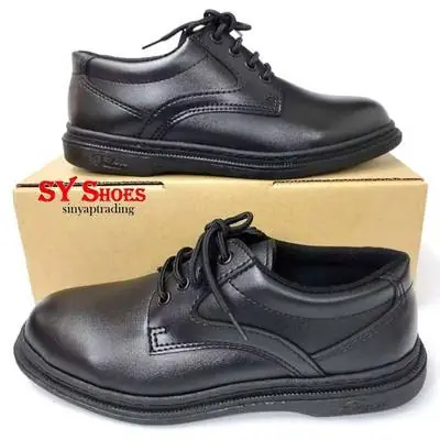 Spako Black Leather Shoes Lace Up Original Suitable for School Krs Kadet Polis and Work 6001