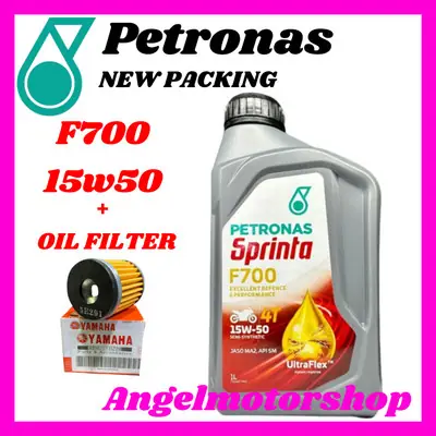 Petronas Sprinta 4T F700 100 Ori 15W50 Semi Synthetic Motorcycle Oil 1l with Filter LC135 Y15ZR