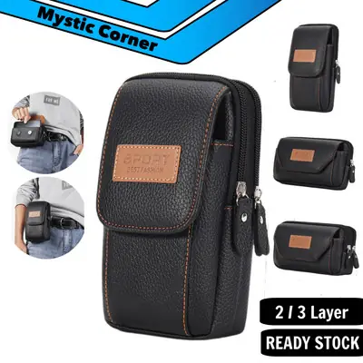 Handphone Bag Kulit Kecil Pocket Lelaki Pakai Belt Telefon Beg Telefon Multi Fungsi Beg Hanging