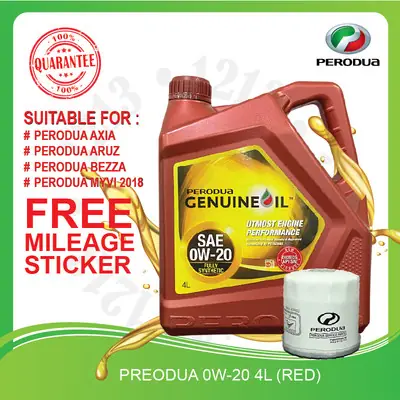 Perodua Engine Oil 0W20 Fully Synthetic Perodua Bezza Oil Filter