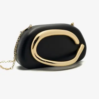 Vanessa Hogan Genuine Leather Chain Clutch Black Colour Ready Stock
