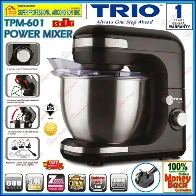 Trio Power Mixer Tpm 1100 55l Powerful 1000W Silent Quiet Motor 10 Speeds Smooth Dial Control
