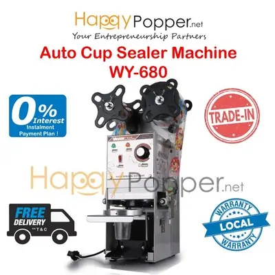 Happypopper Cup Film Printing Sealer Machine Mesin Roll Ice Blend Seal 3200pcs Emoji