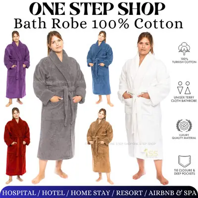 Kapas Wafel Jubah Mandi Lelaki dan Wanita Pasangan Jubah Hotel Baju Mandi Saiz Tambah Besar Gaya