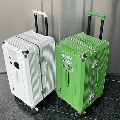 Ready Stock 24inch Aluminium Frame with Double Tsa Clip Lock Anti Theft Zip Less Luggage Suitcase