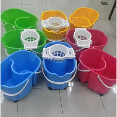 Mop Bucket with Castor 20l Baldi Mop Lantai Bekas Mop Baldi Perahan Mop Perah Mop Baldi Beroda