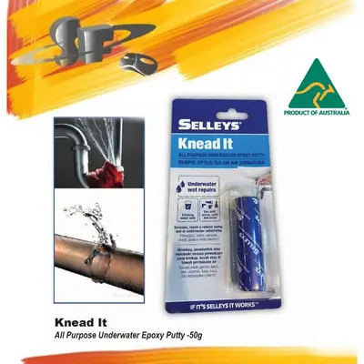 50g Selleys Knead It Underwater Epoxy Putty Wet Area