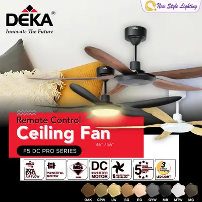 Deka 5 Blade 4 Speed Ceiling Fan with LED Light Remote Control V5 Dr20led