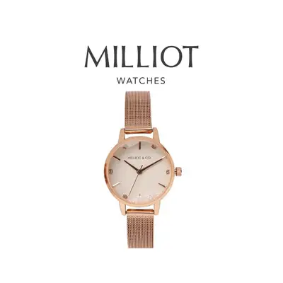 Milliot Co Maryam Gold Mesh Strap Watch