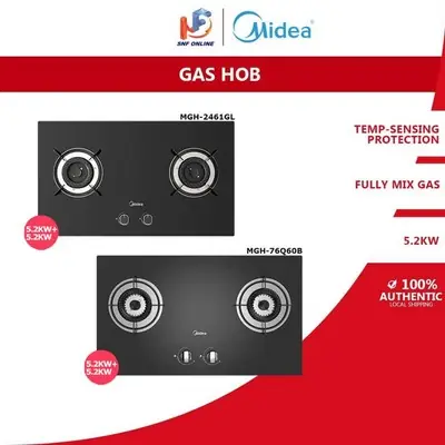 Ship in 24 Jam Midea Mgh 2408GL Built in Glass Gas Hob with Protect Device Dapur Kaca Midea