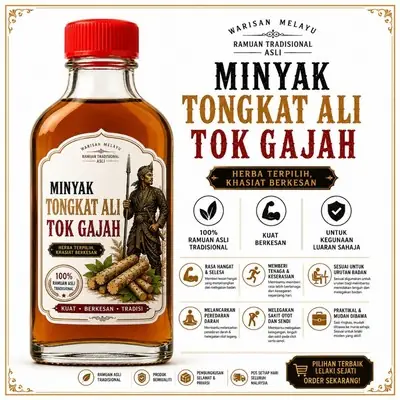 Ready Stock Minyak Tok Ali Merawat Masalah Lelaki dan Wanita Besarkan Batang dan Tetek Wanita