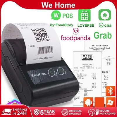 Ready Stock Malaysia 58mm Bluetooth Thermal Printer for Srs 69topup Payhere Top Up Ewallet Cafe