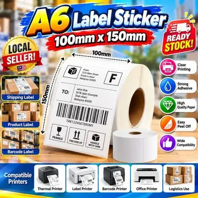 Phtq Thermal Paper Label A6 Size 350 PC 10x15 Cm Sticker Shipping Courier Airway Bill Consignment