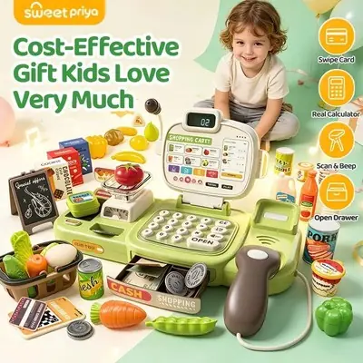 Cash Register Pretend Toys Supermarket Cashier Kids Brithday Gift Mesin Duit Mainan Budak
