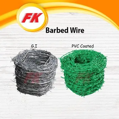 Csm 5kg 250 Feet Gi Barbed Wire PVC Coated Uncoated Dawai Kawad Duri Gi Black Green Colour Heavy