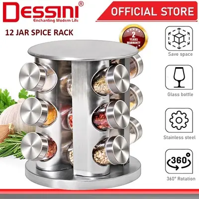 Spice Rack Set of 7 Piece Condiment Set Glass