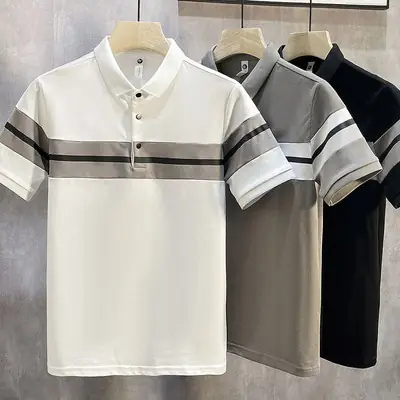 2 Colour New Fashion Polo Shirt Men Cotton Lapel Collar T Shirt Formal Office Casual Business