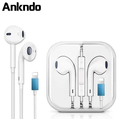 Apple Iphone 78x Lightning Plug Earphone on Earphone Built in Microphone Wire Controlled Tuning