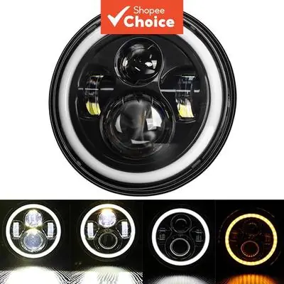 Motosikal Harleyledputih Siang Hari Berjalan Lampu Pengawal Stereng Kuning Bumper Motosikal Lampu