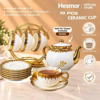 Cawan Kopi Mewah Mewah Eropah Teh Petang Teh Set Cawan Nilai Tinggi Piring Cawan Kopi Tembikar