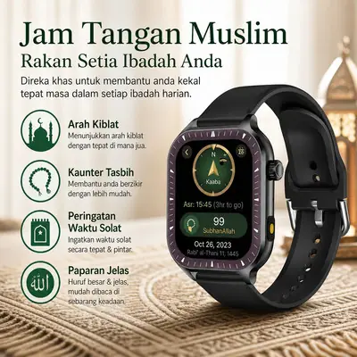 Jam Tangan Azan Muslim Prayer Watch Islam Islamic Watch Quran Skmei Kiblat Qibla Digital Muslim Compass Sport
