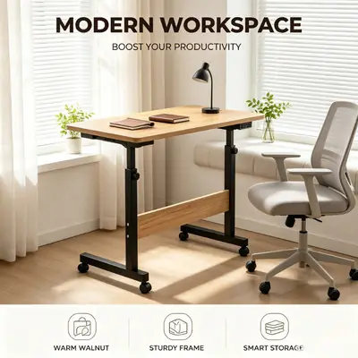 Lexis L6080CM Adjustable Bedside Laptop Table Sofa Side with Wheels