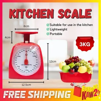 Kitchen Scale Baking Scale Weighing Scale 3kg Analog Detachable Plastic Bowl Penimbang Makanan