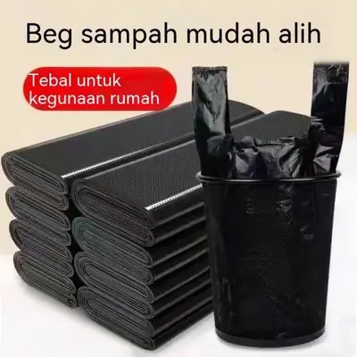 Vest Garbage Bag Large Household Thickened Kitchen Garbage Bag Portable Black Plastic Bag Medium
