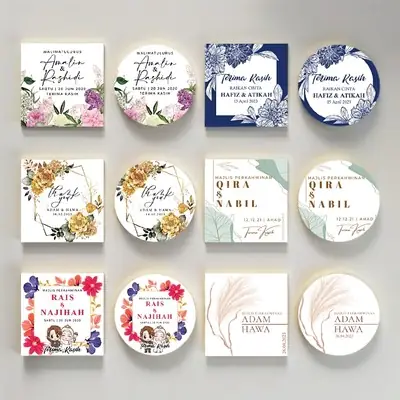 Sticker Label Pelekat Produk Stiker Door Gift Wedding Makanan Minuman Tanda Harga