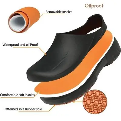 Kasut Sukan Chef Shoes Mens Anti Skid Waterproof Oil Proof Kitchen Special Shoes Casual Small