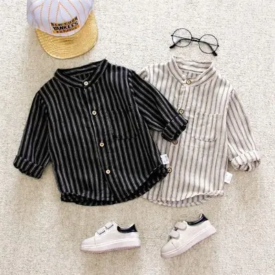 Boy Shirts Baju Kanak Kanak Lelaki Kemeja Hitam Pakaian Musim Panas Lengan Pendek Hitam Murni Menunjukkan Persembahan Kelas Lelaki