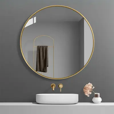 New Release Nordic Round Steel Bathroom Dress Mirror Deco Cermin Dinding Gantung Muka Deko Rumah