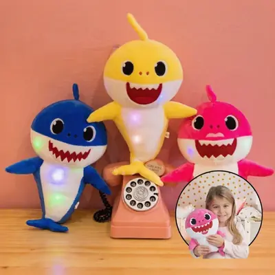 New Baby Shark Singing Shining Stuff Plush Soft Toys Anak Patung